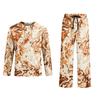Men's Pajama Set Long Sleeve Top and Long Pants with Button Crotch and Elastic Drawstring Waist for Home Loungewear