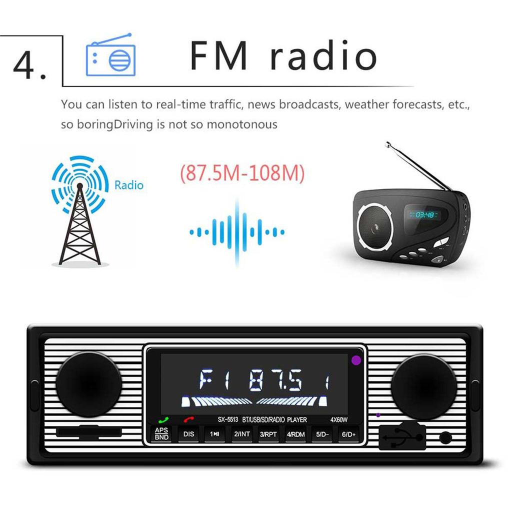 Autoradio mit Bluetooth, 12V Autoradio mit MP3-Player, FM-Radio, USB-Anschluss, LCD-Digitalanzeige, Bluetooth-kompatibel