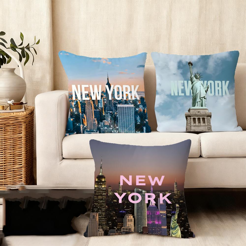 New York City Fashion Cushion Cover Plush Fabric Soft DoubleSided Printed Sofa Warm Winter Home Child Gift Pillow Case