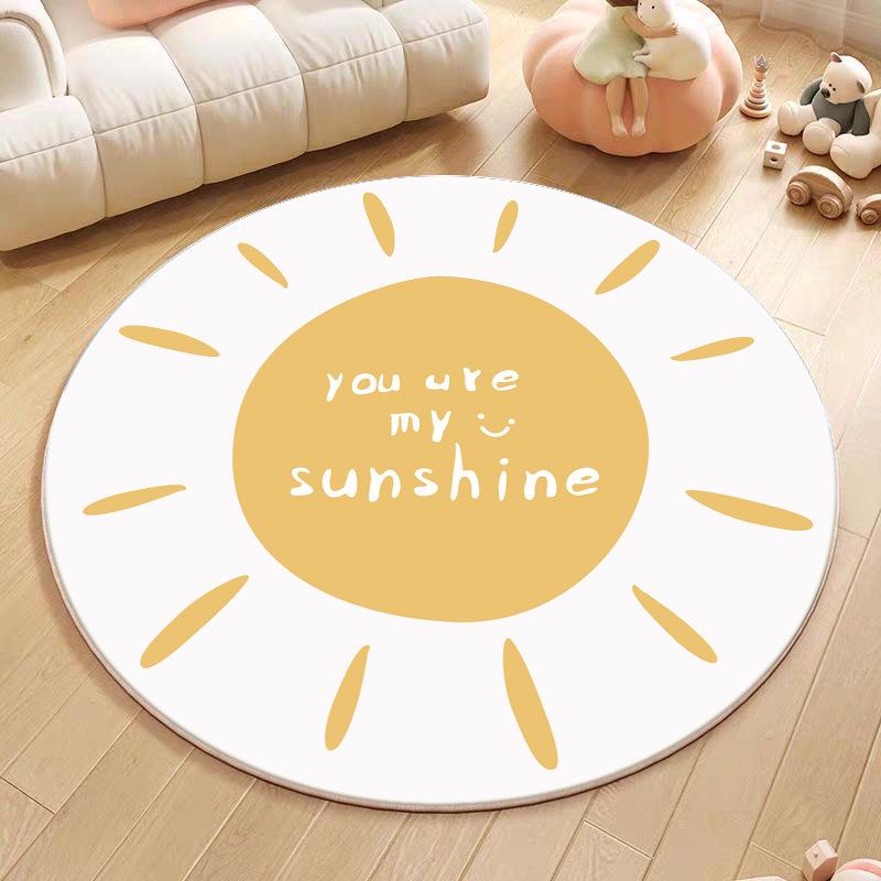 Cartoon Animal Faux Cashmere Rug - Cute Round Bedside Mat for Bedroom, Living Room, or Children's Playroom