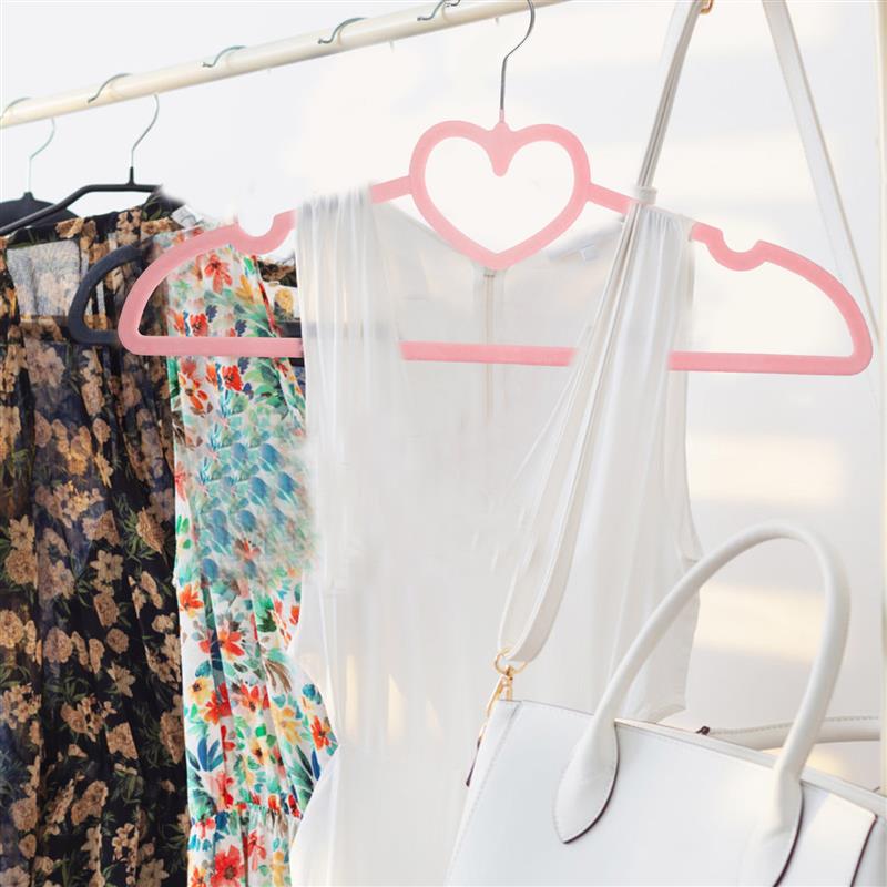 10pcs Heart Shaped Clothes Hanger Durable Coat Hanger Drying Rack Space Saver Wardrobe Storage Hanging Shelf
