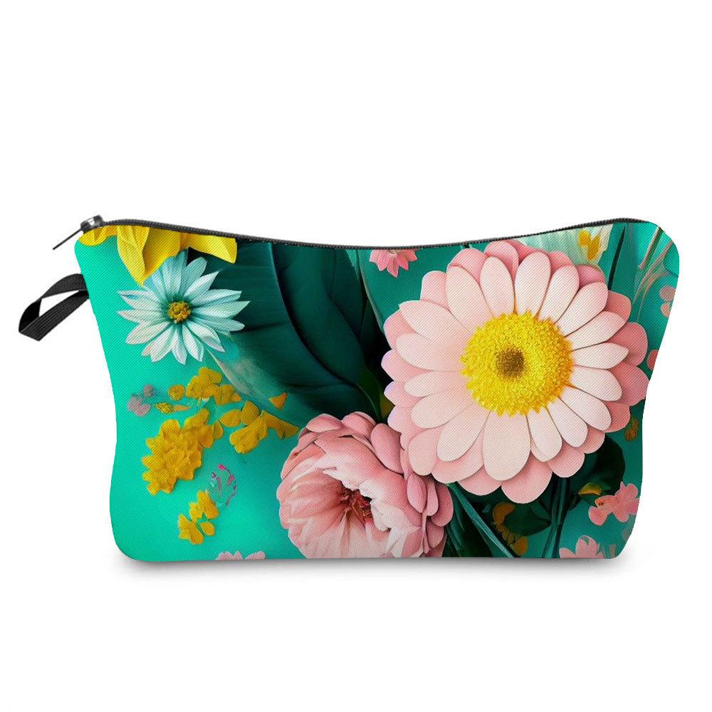 Women Flower Print Cosmetic Bag Toiletries Organize Travel Storage Case  6394 CLE