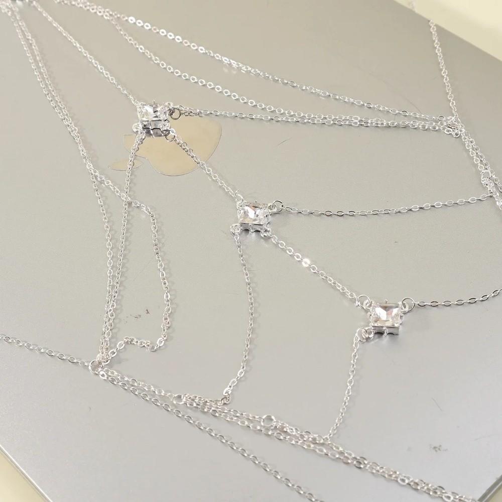 Glitzer Strass Bustenkette Mehrschichtige Bikini Brustkette Körperschmuck Körperkette Schmuck Strand
