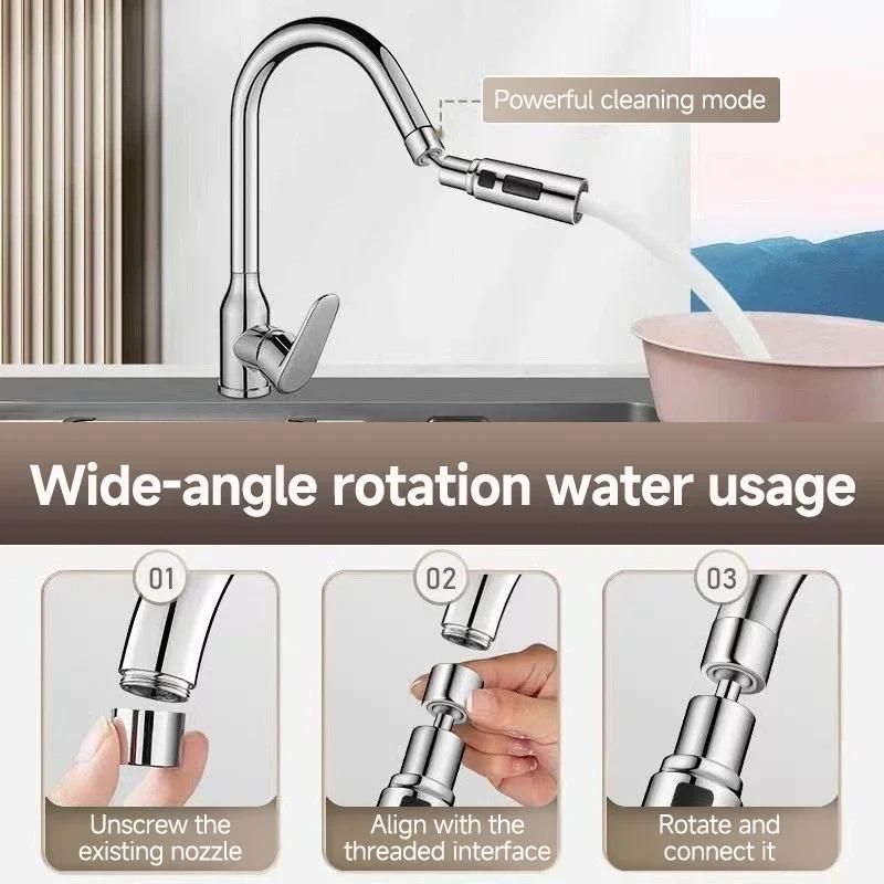 1 Piece Metal Alloy Water Saving Faucet 3 Triple Mode Faucet Extender Home Extension Shower Head Filter Splash Guard