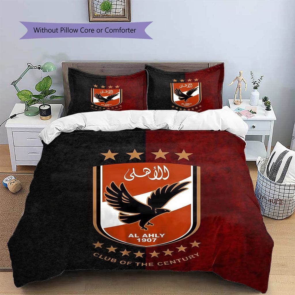 Al Ahly Sporting Club Pattern Bedding Quilt Set Home Decoration Gift (1 * duvet cover + 2 * pillowcase without core)