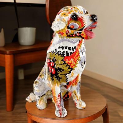 Colorful Dog Statues Animal Figure Table Decoration Furnishing Puppy Figures Graffiti