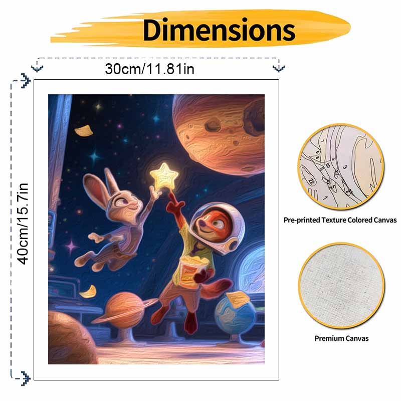 Disney Digital Oil Painting Art Painting Space Adventure Animal Astronaut Handmade Diy Home Decorations
