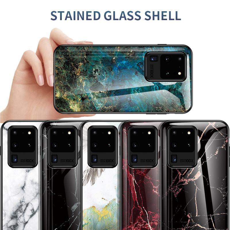 Casing For Samsung Galaxy Note 8 9 10 20 S8 S9 S20 Plus Lite S20 Ultra S10 Plus Lite S10e Case Marbled Tempered Glass Case Back Cover