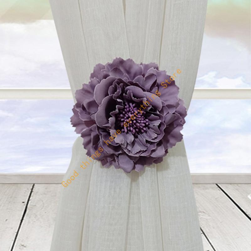 55KF 2PCS Large Floral Curtain Tiebacks Simulated Fabric Flower Curtain Ties for Indoor and Outdoor Modern Home Decoration