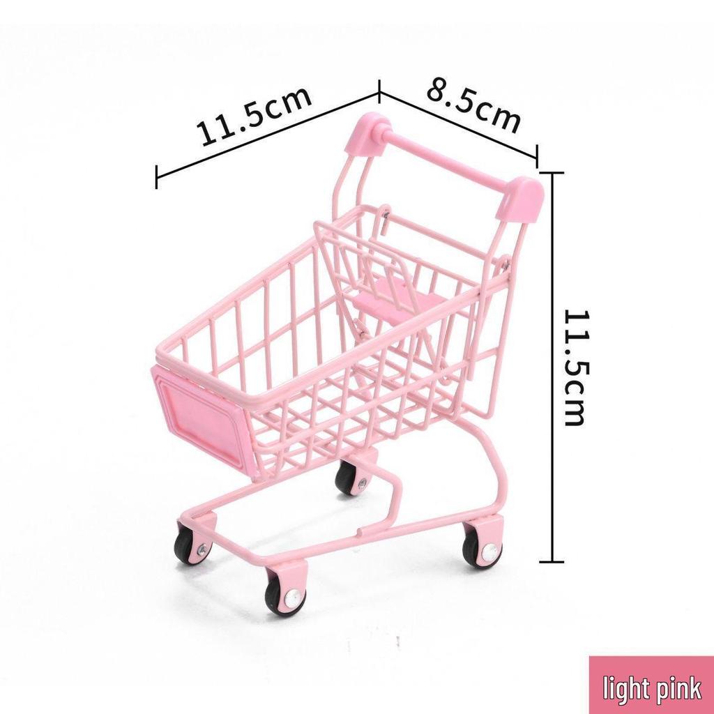 Girlish Pink Mini Supermarket Cart for Makeup Puff Storage & Photo Prop