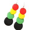 Personalisierte Schwarze Historische Holzohrringe, Mehrschichtige und Mehrfarbige Ohrringe, Rote, Gelbe und Grüne Exaggerierte Ohrringe