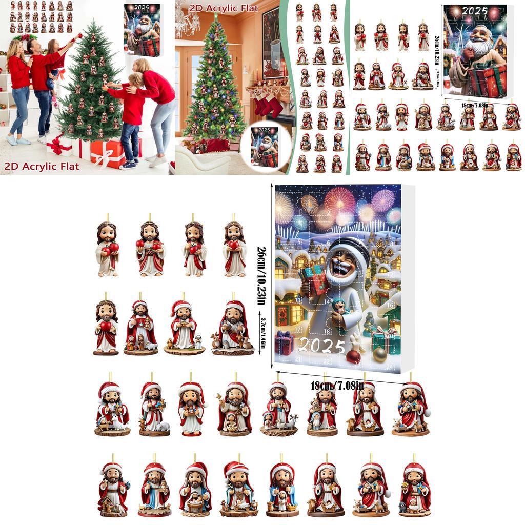 Christmas Countdown Calendar Box With Santa Claus Acrylic Assembled Decor For Holiday Gift Giving
