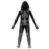 Scary Halloween Kids Hooded Costume Scary Skeleton Grim Reaper Costume Boys Spooky Costume Mardi Gras Party Costume