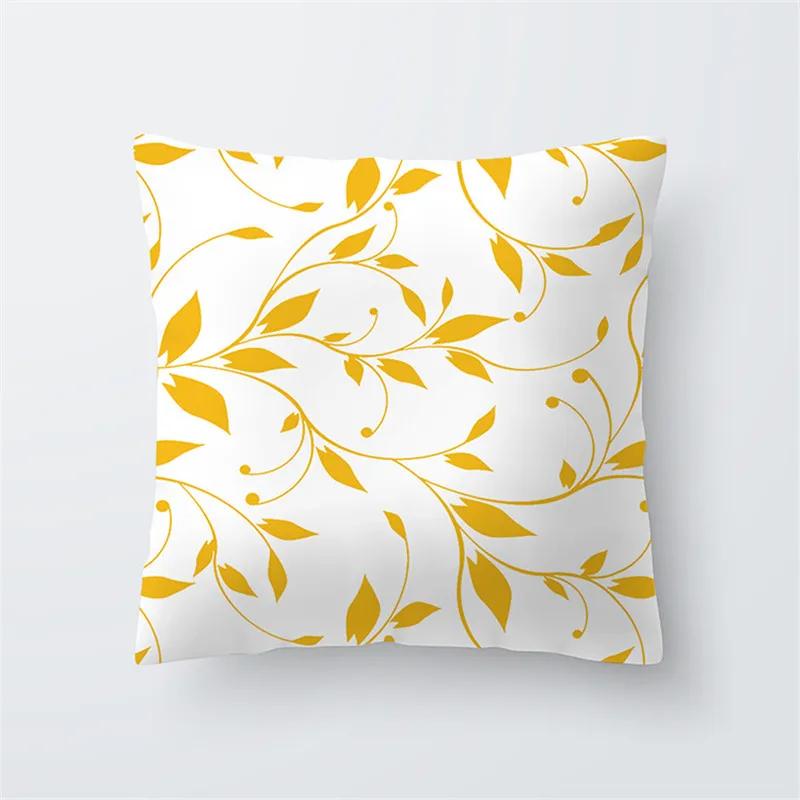 

Cushion Sofa Floral Decoration Pillowcase Geometric Pattern Yellow Cover 12x12Inch