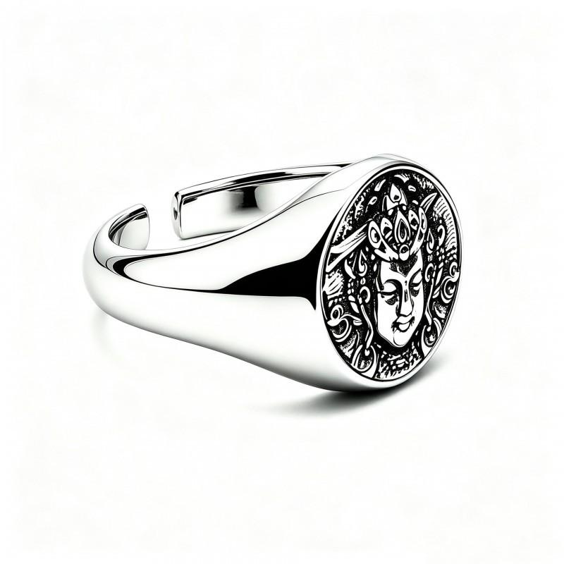 Adjustable Vintage Buddha Face Ring In Copper Ethnic Tibetan Style Unisex Finger Men Women