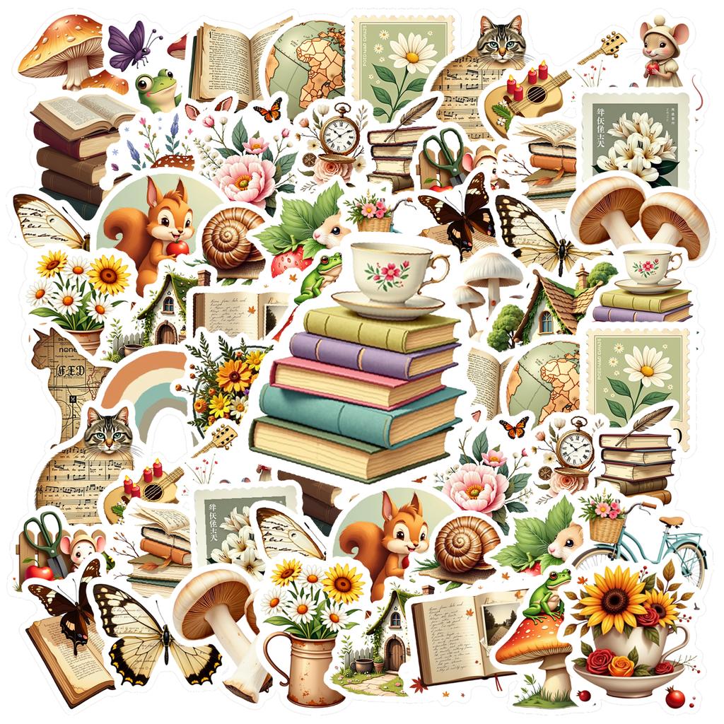 35pcs Retro Stickers Aesthetic Hand Accounting Scrapbooking Decoration Decals Diy Material Stationery Graffiti Decals Supplies