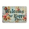Vintage Metal Poster Welcome To Our Happy Place Wall Decor