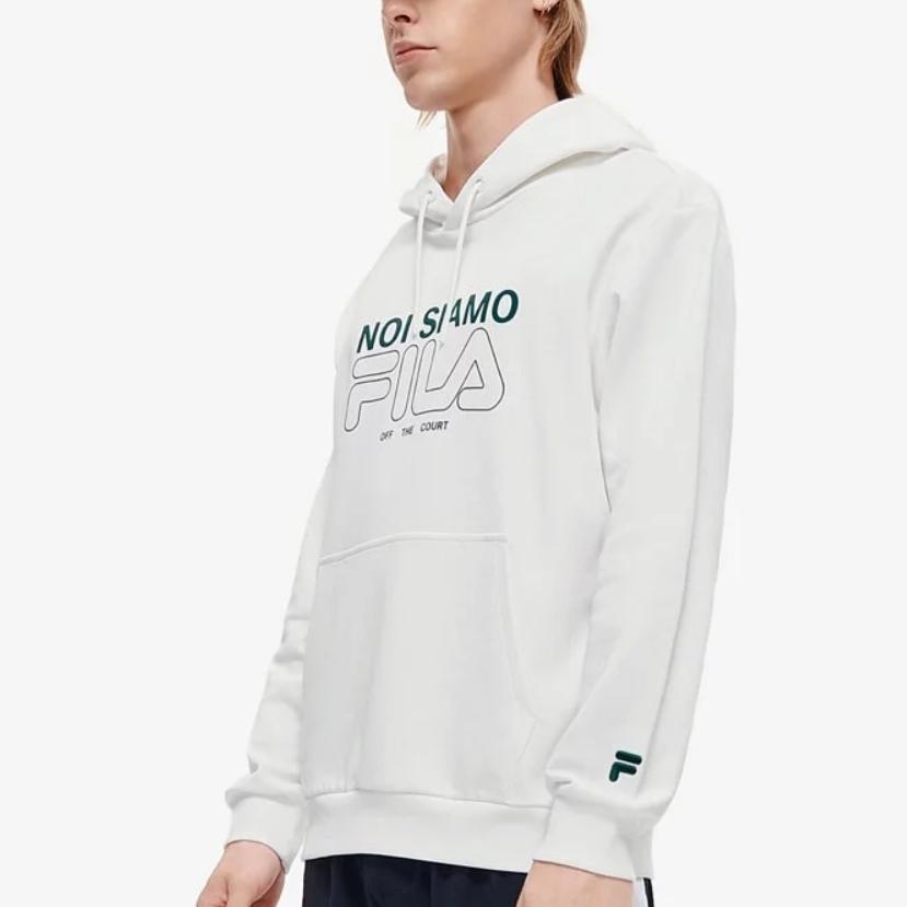 Fila Fusion Simple Letter Print Tennis Sports Knit Hoodie Men Hoodies Standard-White T11M243206FWT