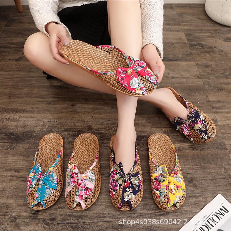 Women's Summer Rattan Slippers: Butterfly Headband, Non-Slip, Silent, Breathable EVA