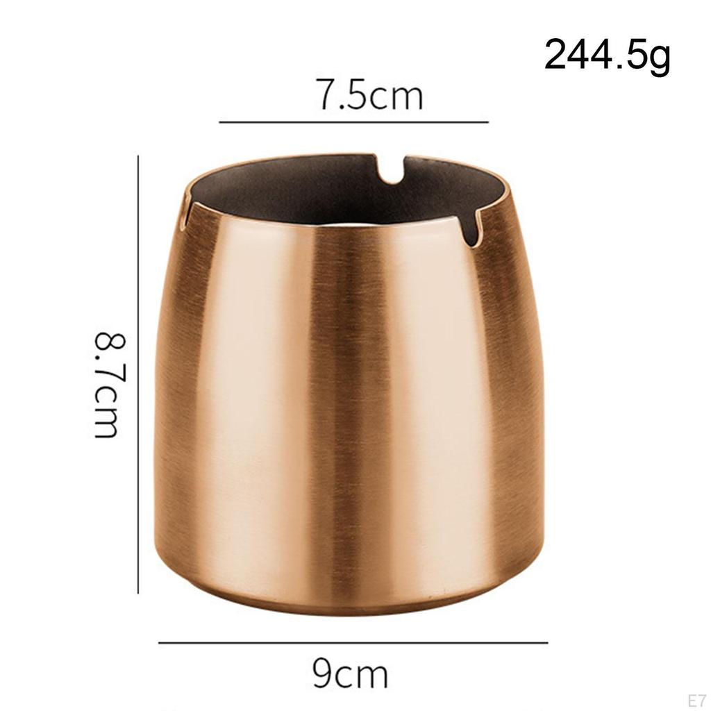 Tapered Ash Holder Portable Stainless Steel Ashtray for Villas Outdoor Patio Argent