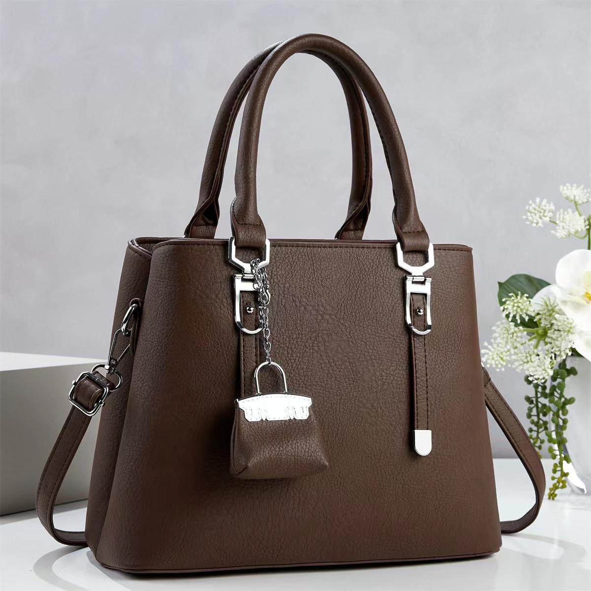

Women s PU Leather Top Handle Satchel Shoulder Tote Bags Casual Purses and Handbags Shopping Shoulder Bags Messenger Tote Bag Crossbody Bag for Women one size темно-коричневого кольору