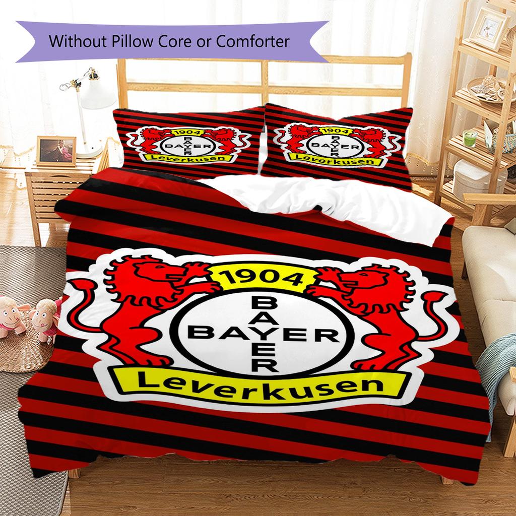 Bayer Leverkusen Pattern Bedding Set Quilt Cover Pillowcase Home Decor Gift (1 * Duvet Cover + 2 * Pillowcase, Without Core)
