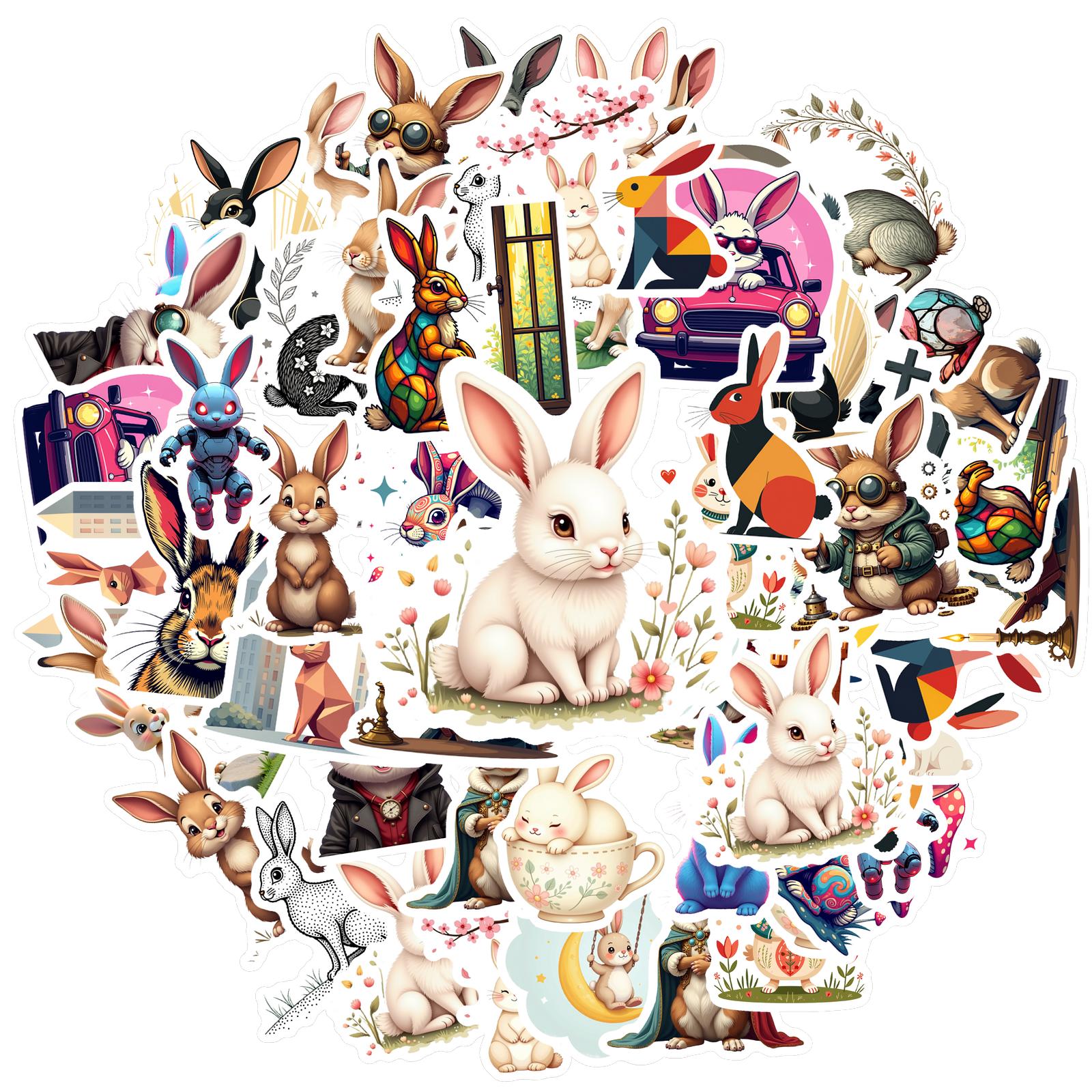 

35-50pcs Cute Bunny Sticker Rainbows Mushrooms Waterproof Graffiti Easter Decorations Diy Luggage Laptop Cup Phone Diary Book