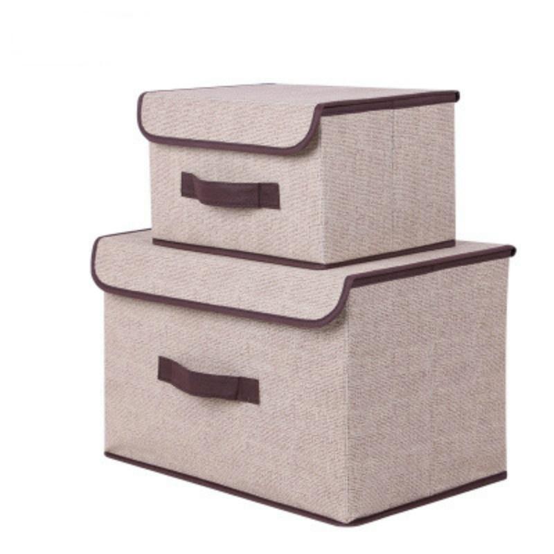 Home Organizer Box 2pcs/set Linen Storage Box for Cosmetic Stationery Clothing