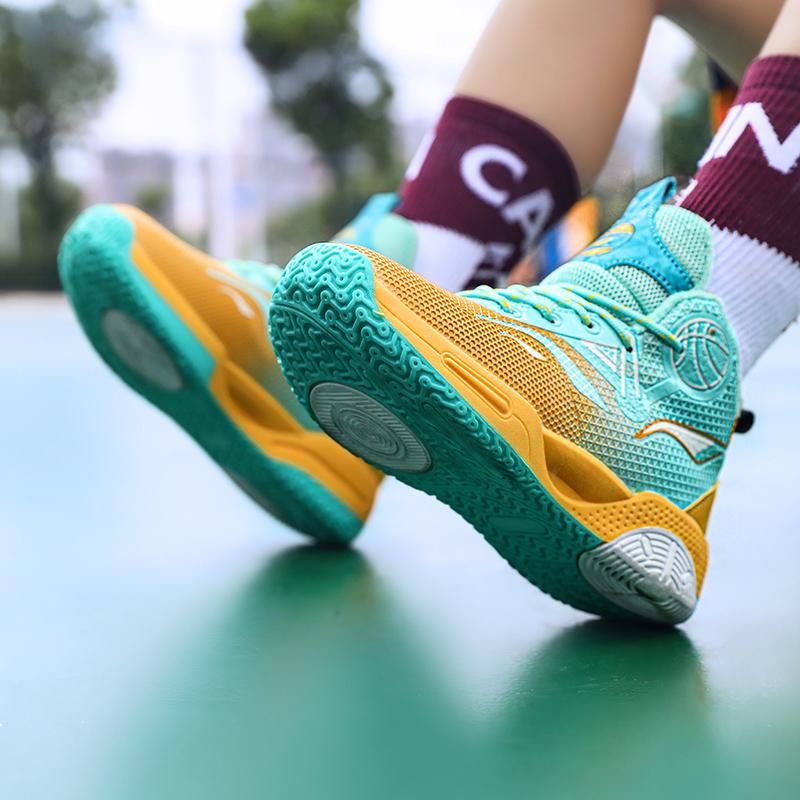 Autumn / Winter Leather Super Fiber Leather Children's Basketball Shoes with Plush Insulation for Teenagers' Casual Basketball Sports Shoes