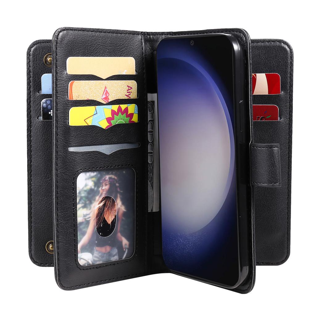 For Samsung Galaxy S25/S24 Leather Case with 10 Card Holder Phone Cover Stand