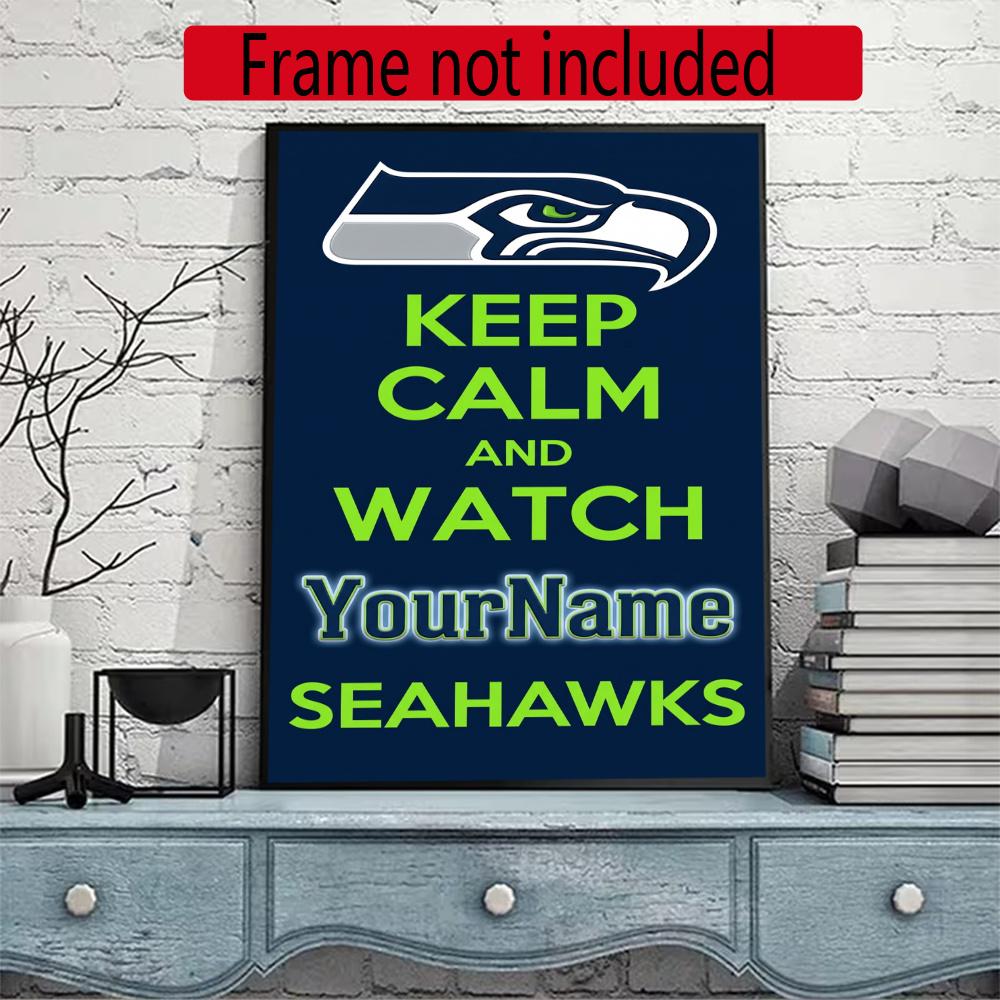 Seattle Seahawks Personalized Text Diamond Painting Round Diamond Mosaic Rhinestones Diamond Embroidery Craft Kit Wall Decor Without Frame