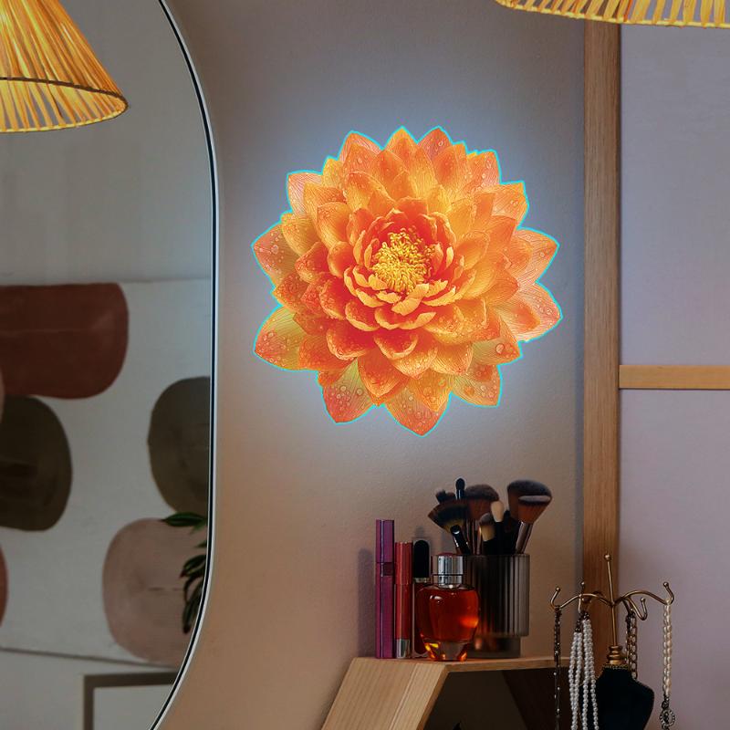 Ljusblommig Toalettklistermärke Nattlampa Blommig Väggdekal Badrum Sovrumsklistermärke Självhäftande PVC Vattentät Heminredning