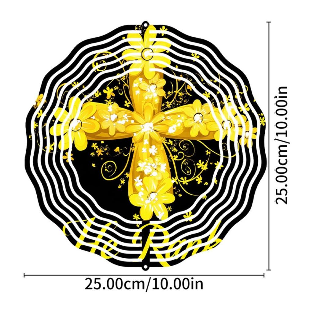 Metal 3D Cross Wind Spinner Outdoor Hanging Decor with 360 Rotating Hook Garden Yard Balcony Decoration for All Seasons