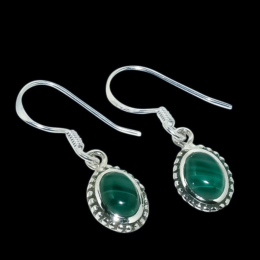 

Серьги ручной работы из стерлингового серебра 925 пробы с натуральным драгоценным камнем малахит 1,25 дюйма l4E61