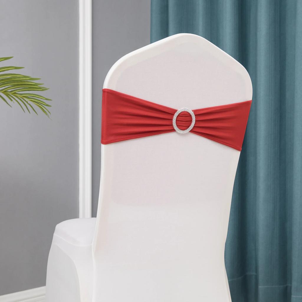 Chair Sashes Bows Wedding Lycra Chair Spandex Bands Stretch With Buckle For Chair Covers Decoration Party Dinner Banquet