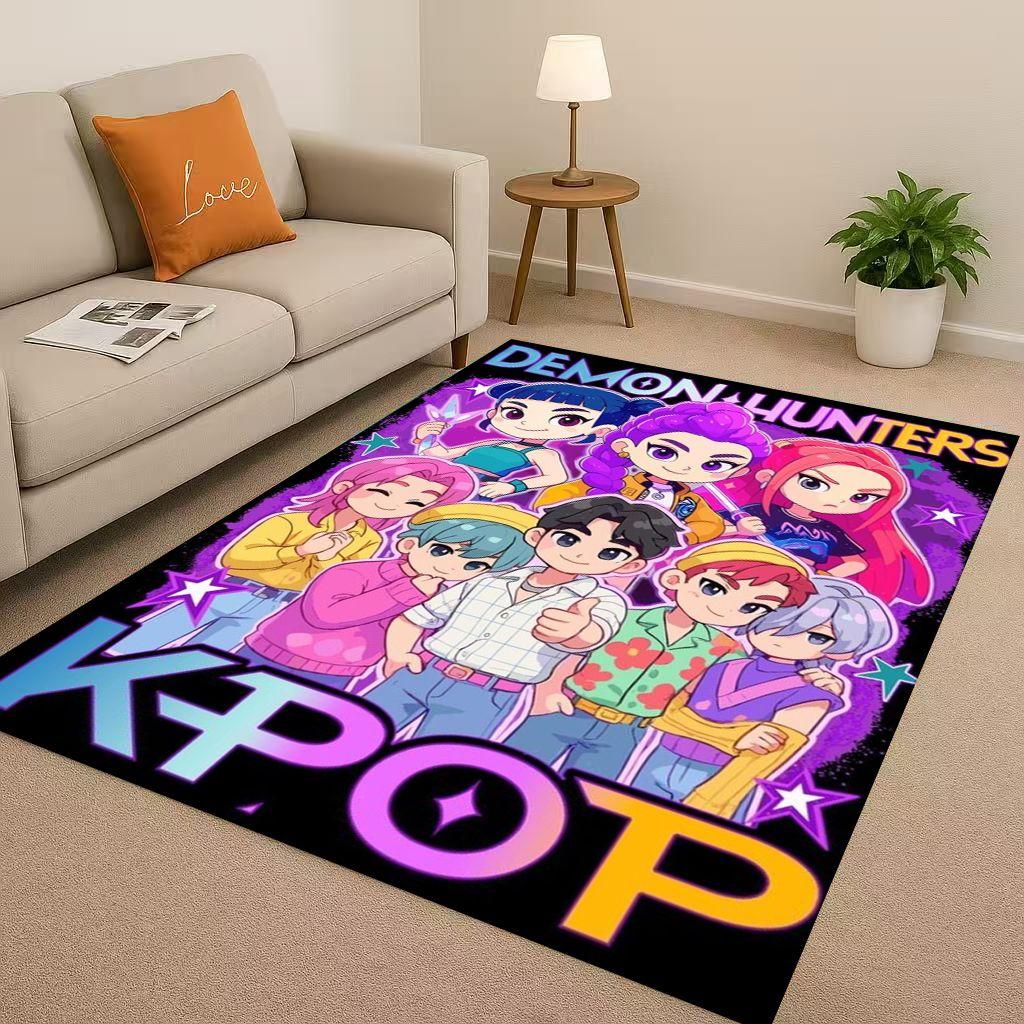 2026 New Cartoon Kpop Demon Hunters Zoey Rumi Mira Living Room Non-Slip Area Rug Carpet for Bedroom Playroom Sofa,Home Doormat