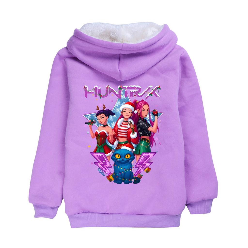 5088 Neujahr Weihnachten Kinder Mädchen Kpop Zoey Mira Rumi Print Langarm Samt Warme Jacke