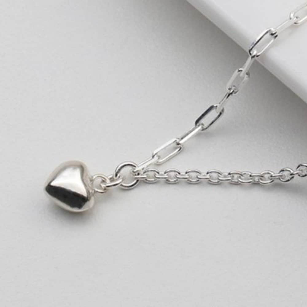 [As Little] Chain Bracelet Mix Silver 925 Heart Daily Simple