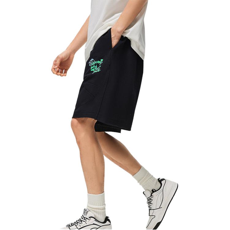 Li Ning X League Of Legends Pool Party Collaboration Letter Print Loose Casual Straight Leg Shorts Men Shorts Off-White AKST831-4