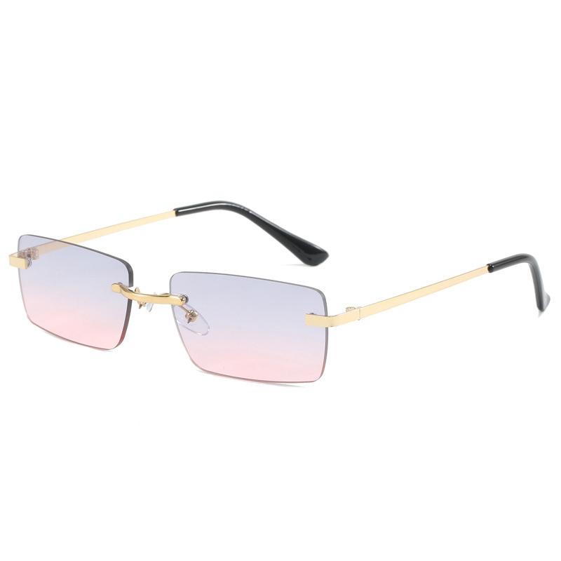 1PC Unisex Metal Square Frame Fashio Rimless Sunglasses For Outdoor Beach Party