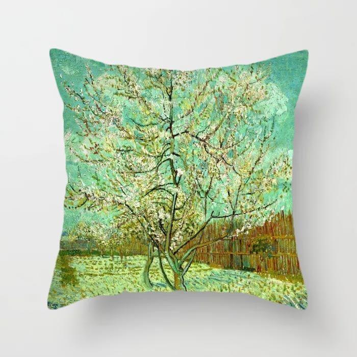 Van Gogh Painting Pattern Square Polyester Pillowcase, Sofa Living Room Decorative Cushion Cover, Bedroom Bedside Pillow Cover