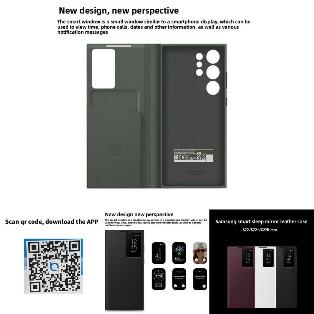 Funda Cartera de Cuero tipo Flip para Samsung Galaxy S23 Ultra con Ventana Inteligente para Uso de Negocios y Moda