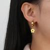Cazador Gold Color Sakura Flower Pendant Earrings for Women Girls Stainless Steel Jewelry Drop Earrings Gift Wholesale 2026