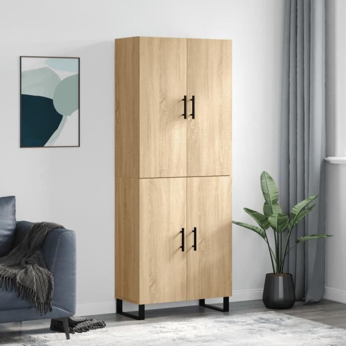 VidaXL Buffet haut Chêne sonoma 69,5x34x180 cm Bois d'ingénierie 3195702