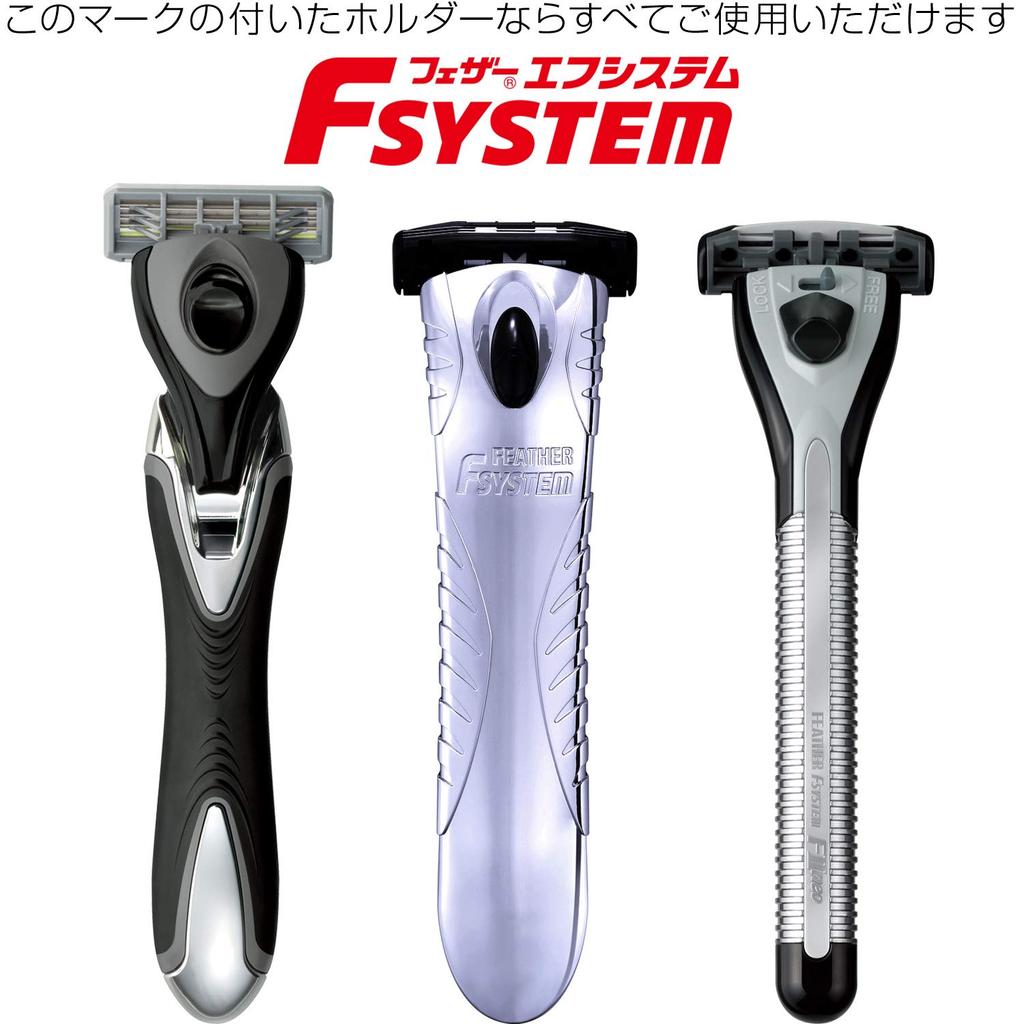 FEATHER Samurai Edge Replacement Made in for F-System Blades, 10-pack, Japan, 3-blade, T-shaped razor, men.