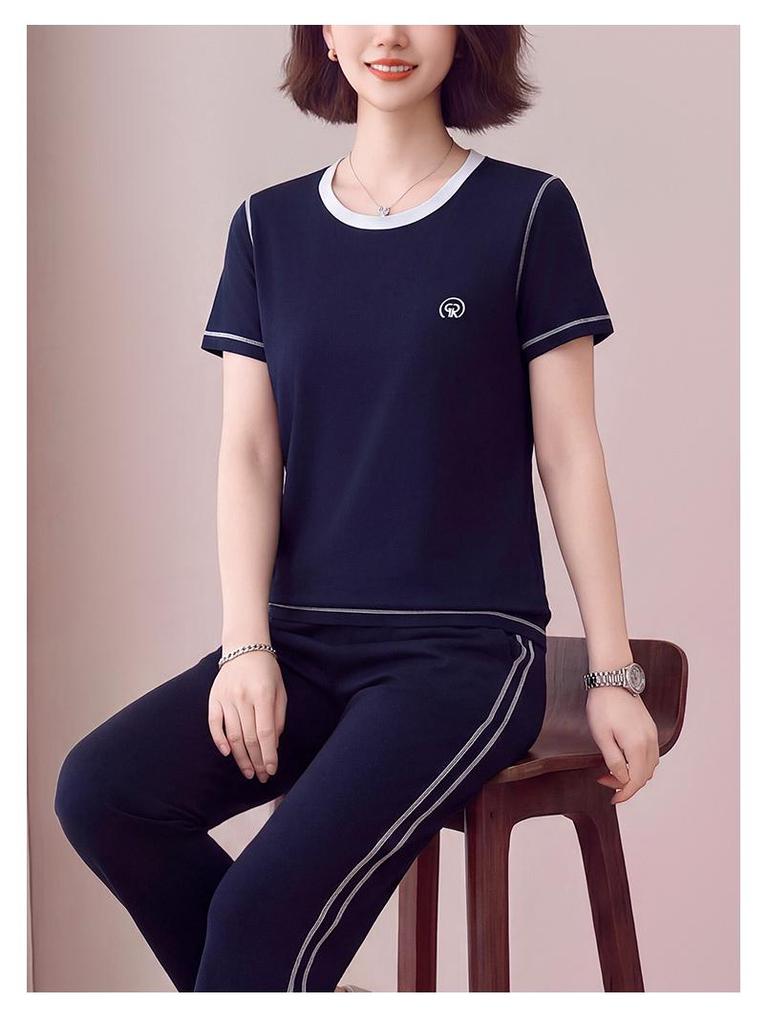 Trendy Summer 2026 Women's Two-Piece Set: Short-Sleeve Top and Loose Trousers