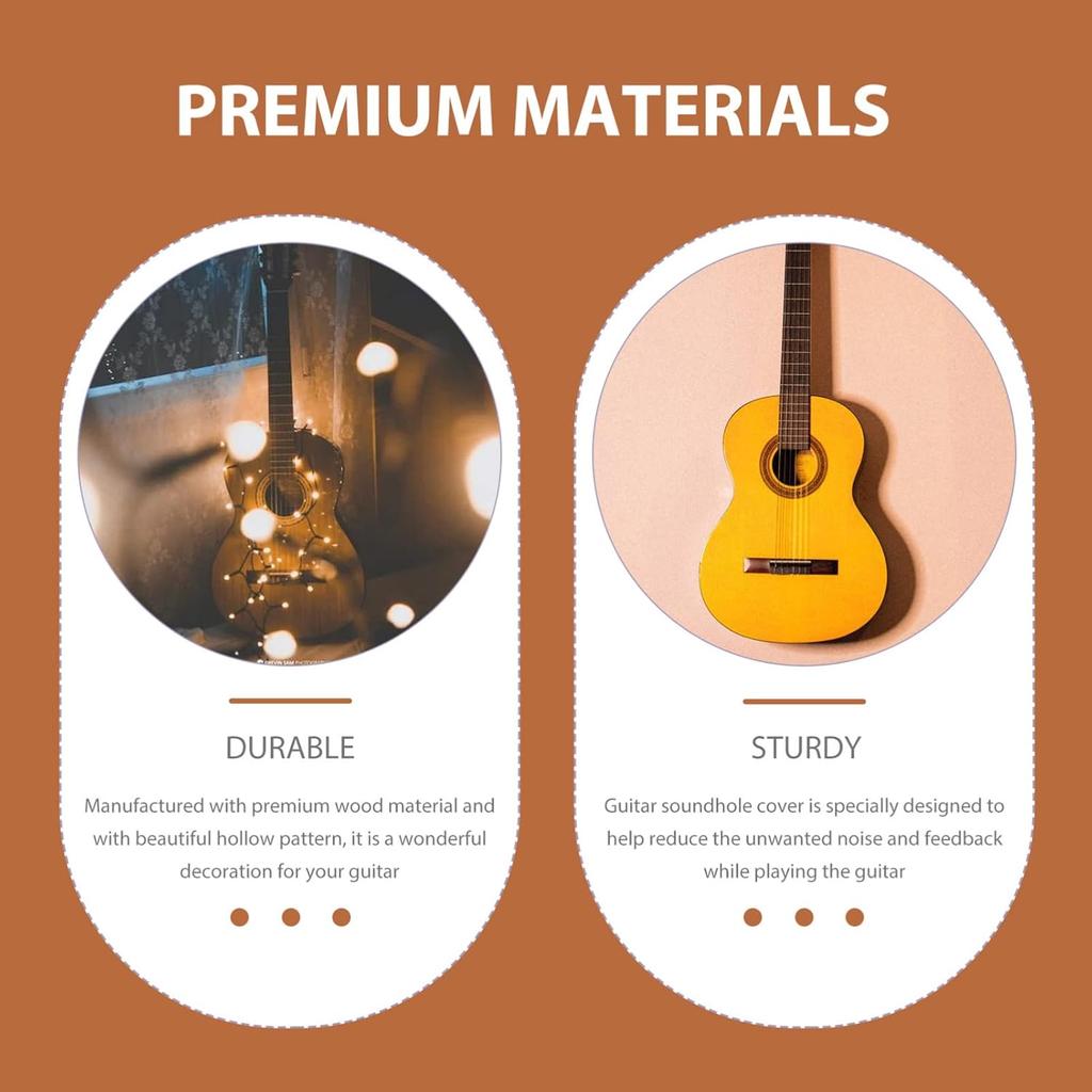 Vaguelly 1PC Wooden Guitar Soundhole Cover Guitar Block Protector Cover Feedback Reducer for Acoustic Classic Guitar Electric Guitar Accessories