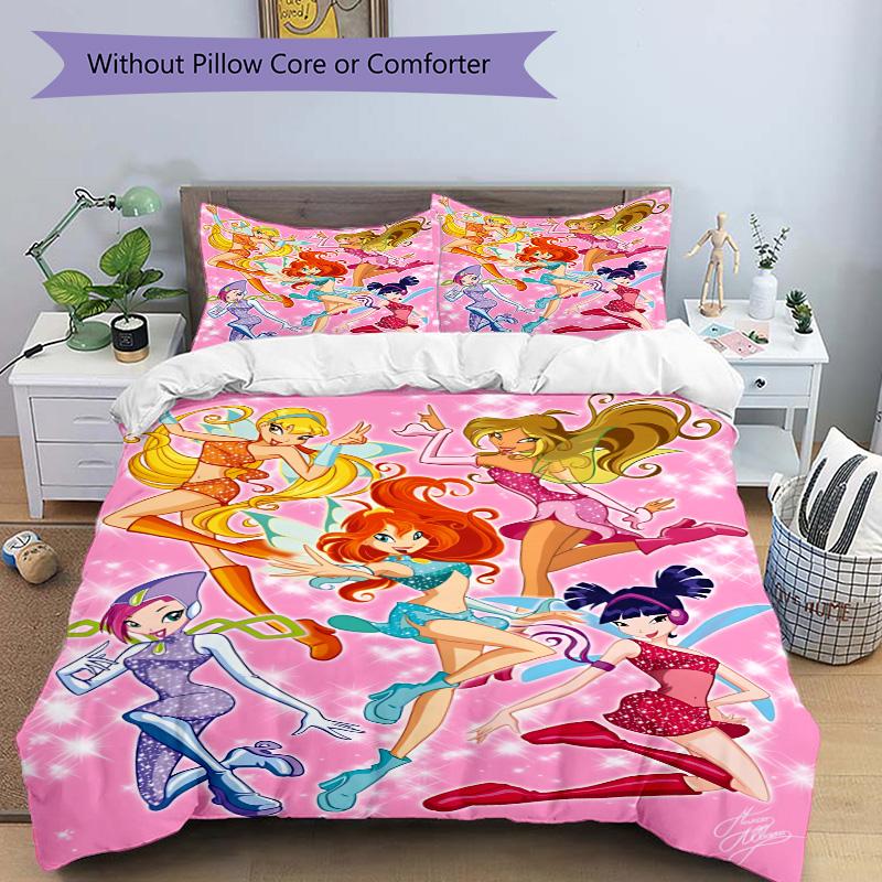 Magical Winx Adventure Print 3Pcs Bedding Setduvet Cover With 2 Bedropillowcase Home Birthday Gift