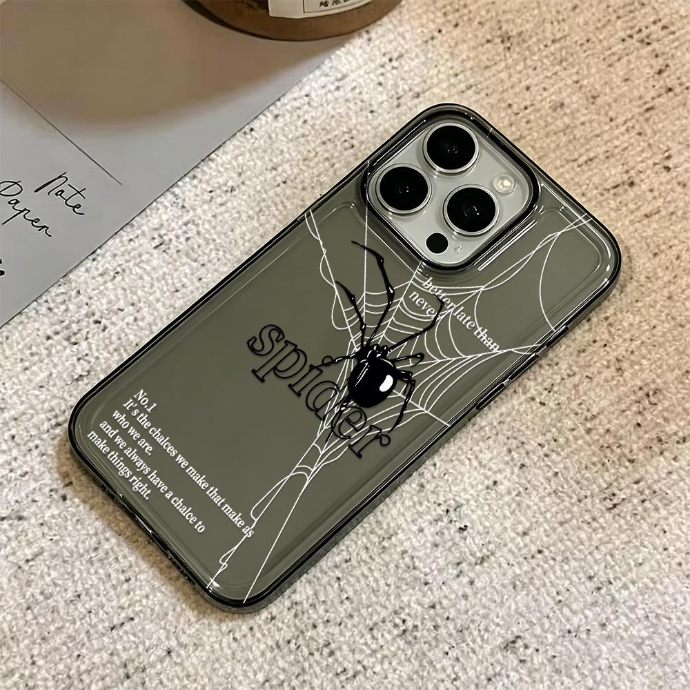 Black Doodle Spider Phone Case For Iphone 17 Air 16 15 14 Pro 13 12 11 Pro Max 16 Plus Shockproof Silicone Cover