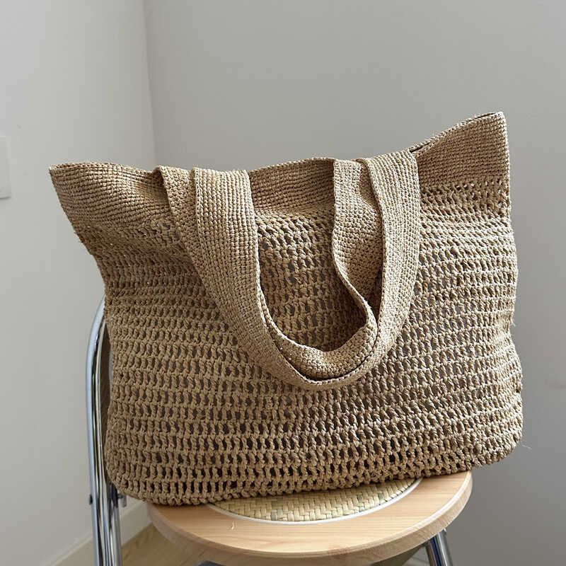 

Fashion Minimalist Large Capacity Beach Bag Tote Bag Easiest for Match Beach Vacation Summer Woven Shoulder Bag Commuter Bag Raffia natural color